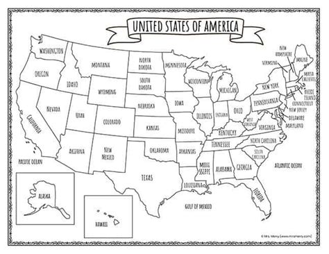 Printable Map of the United States | Mrs. Merry | United states map ...