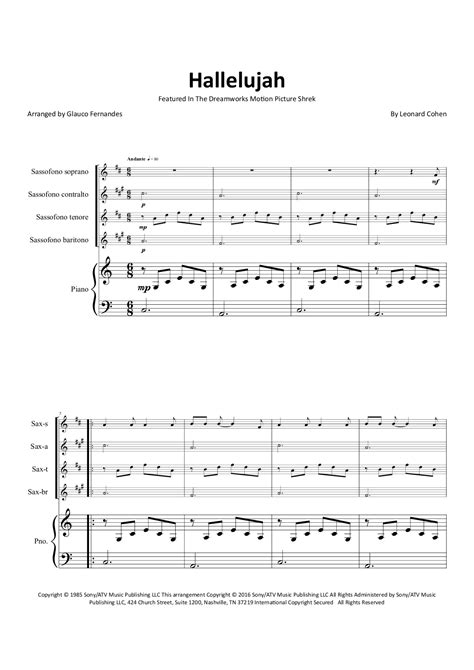 Hallelujah Arr Glauco Fernandes By Andrea Bocelli Sheet Music For