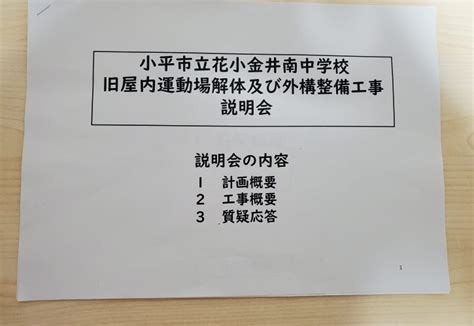 花小金井南中 旧体育館解体工事説明会 石津はるか公式 Web 小平市議会議員日本維新の会