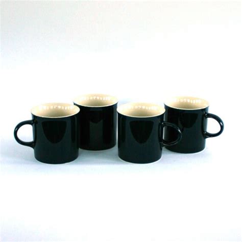 Vintage Navy Coffee Mugs. Stoneware. Epoch by Korea. Nautical.