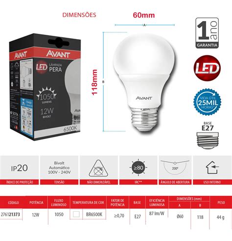 Kit Lampada Pera Led K Branco Frio W Bivolt Casa Lustre