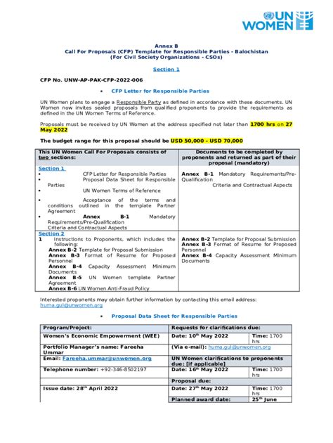 Call For Proposals Cfp Template For Implementing Doc Template