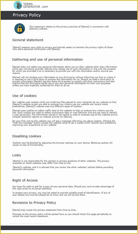 Privacy And Confidentiality Policy Template