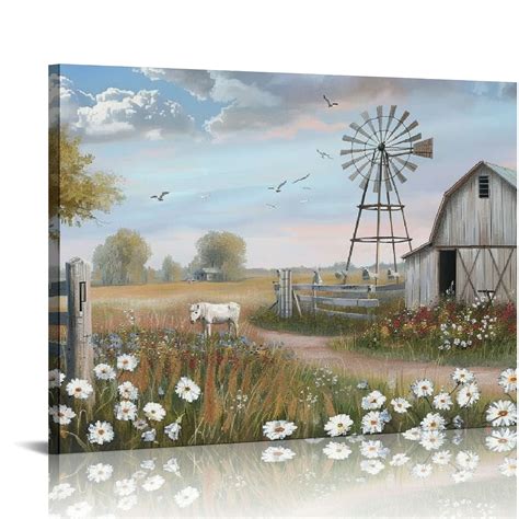 Comio Barn Prints Farmhouse Old Barn Wall Art Barn Painting Barn And