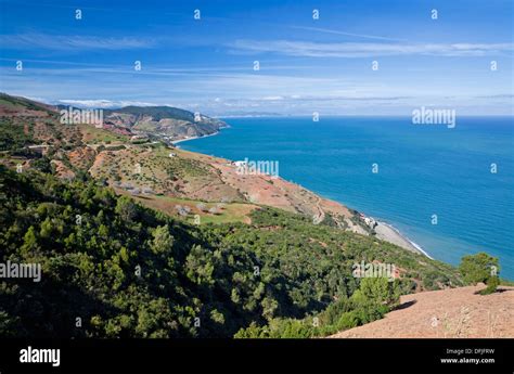 Morocco Mediterranean Coast Tetouan Coastline Near Cap Mazari Stock