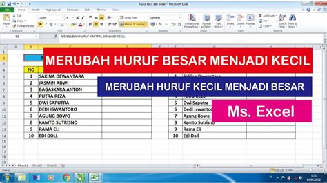 Cara Mengubah Huruf Kecil Menjadi Besar Di Excel Secara Otomatis Youtube