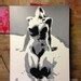 Abstract Nude Painting In Grey White Black Canvas Bright Bold Beauty