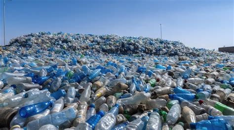 Premium Photo Huge Pile Of Used Plastic Bottles Garbage Under Clear Sky On A Sunny Day Pollute