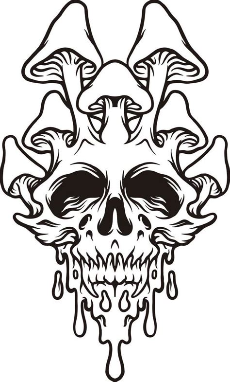 Mushrooms Head Skull Silhouette 13547579 Vector Art At Vecteezy