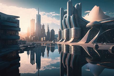 Premium Photo Future City D Scene Sci Fi Metropolis