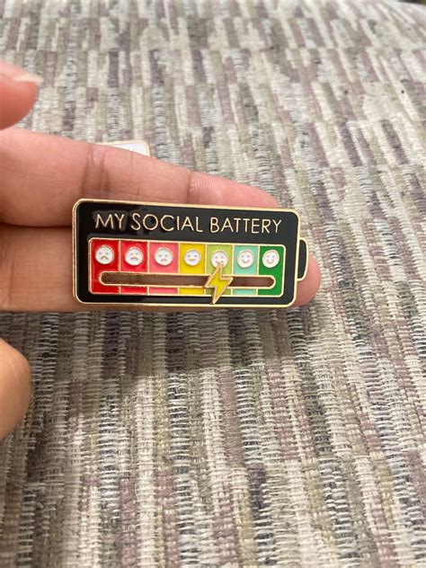 Amazon Cute Peccy Pin My Social Battery 2 Pins Black White Etsy