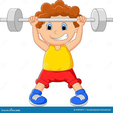 Cartoon Lifting Barbell Stock Vector Illustration Of Weightlifting