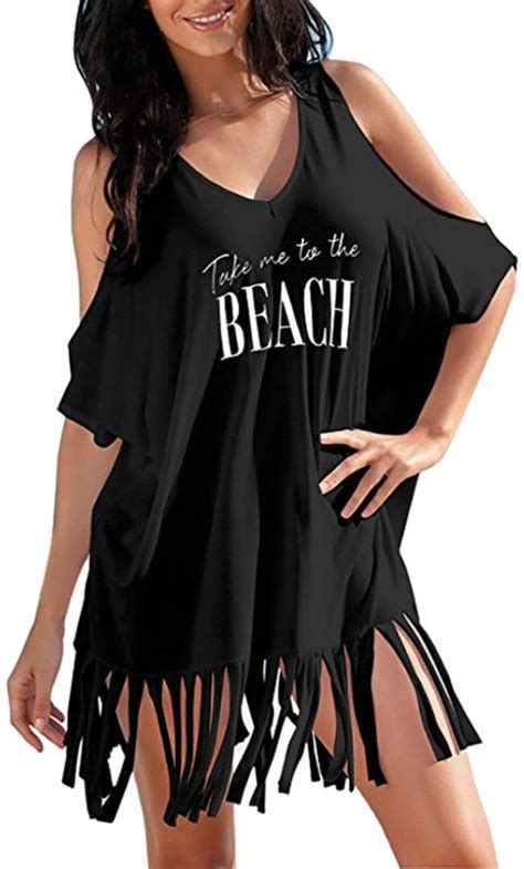 Homebaby Women Tassel Letters Print Beach Cover Up Girls Beach Dress Bathing Suit Bikini