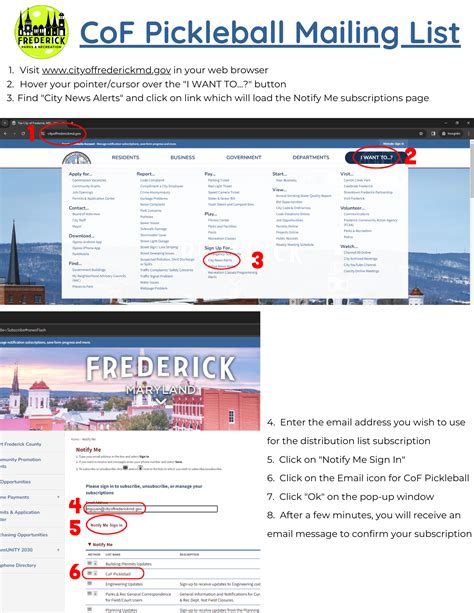 Pickleball Mailing List Instructions | The City of Frederick, MD