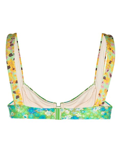 ALEMAIS Kenzie Floral Print Bikini Top Yellow FARFETCH