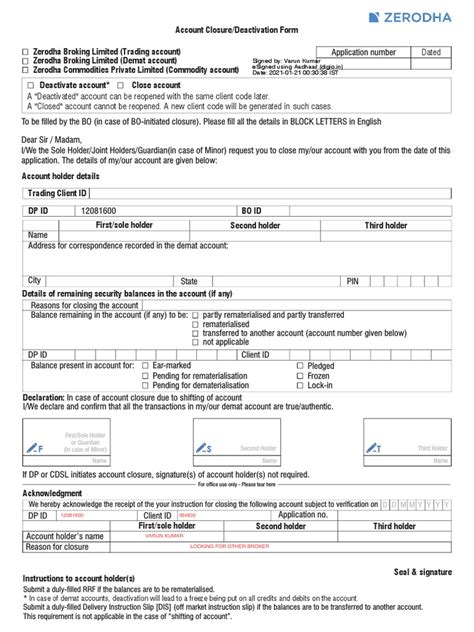 Account Closure Form Pdf