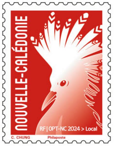 Timbre Nouvelle Calédonie Cagou Chung Rouge La Poste