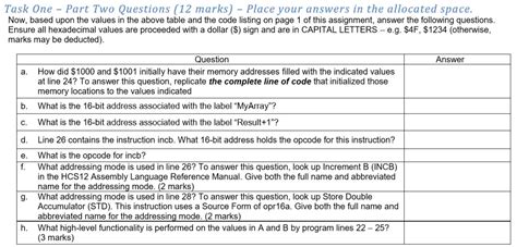 HCS12 Assembly Language Reference Manual Task One Chegg