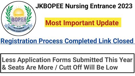 Jkbopee Bsc Nursing Entrance Registration Closed Less Application