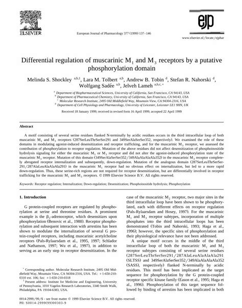 PDF Differential Regulation Of Muscarinic M1 And M3 Receptors By A