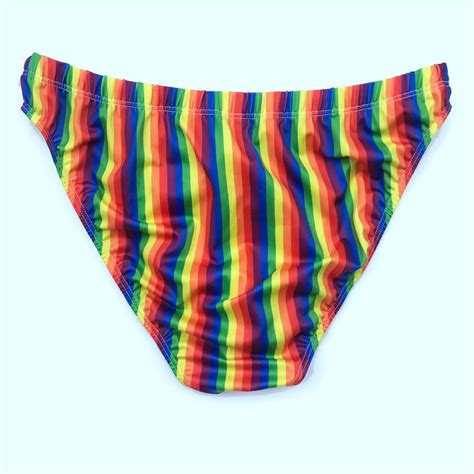 Rainbow Striped Gay Men Swimwear Queerks
