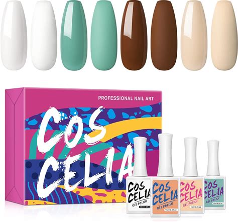 COSCELIA Gel Nail Polish Set 15ml 4pcs White Red Green Nude Gel Polish Kit Soak Off U V LED Gel