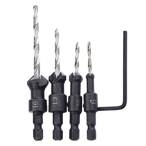 Bosisa 4Pcs Hss Countersink Drill Bit Set Quick Change Hex Shank Screw