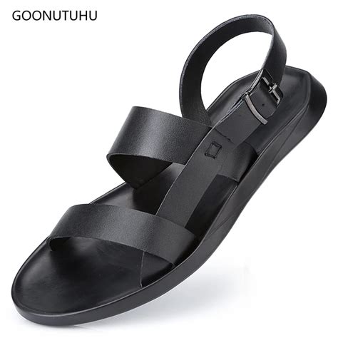 2019 New Mens Summer Sandals Genuine Leather Fashion Shoes Leather Sandals Men Casual Beach