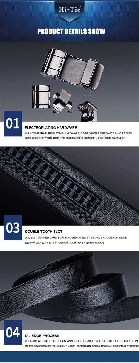 Hi-Tie ремень качественный кожаный автоматический ремень мужской модный ...