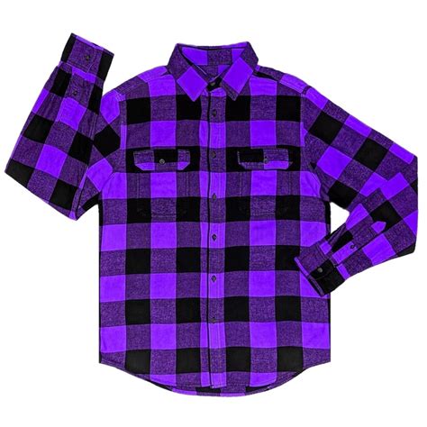 Men S Purple Flannel Purple And Black Buffalo Plaid Shirt Lumberjack Shacket Hand Dyed Mens