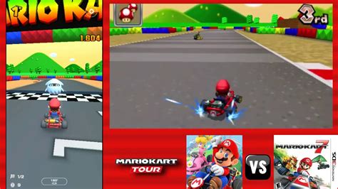 Mario Kart Tour Vs Mario Kart 7 SNES Mario Circuit 2 GAMEPLAY YouTube