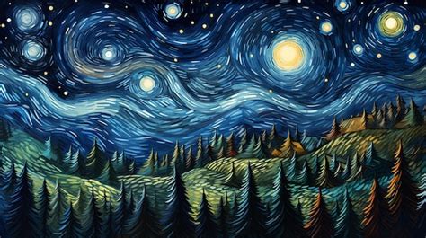 Premium AI Image | a painting of a night sky with stars and the moon.