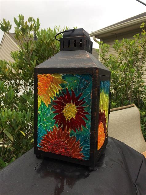 Stained Glass Lantern Mosaic Lantern Stained Glass Light Etsy Glass Lantern Stained Glass