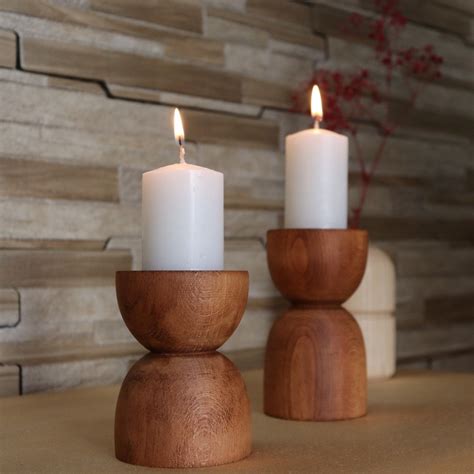 Wooden Candle Holder Sets Modern Candlestick Holder Tea Etsy