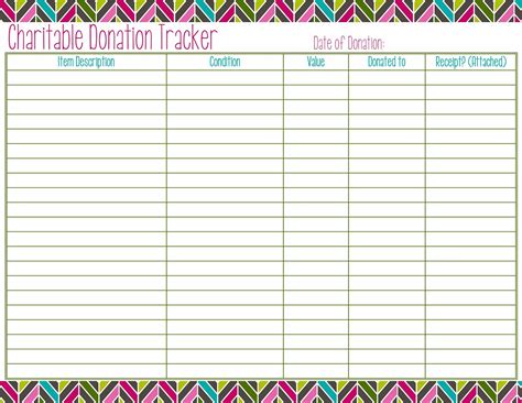 Free Printable Donation List