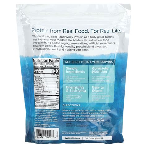 Swanson Real Food Whey Protein Chocolate Ice Cream Lb G