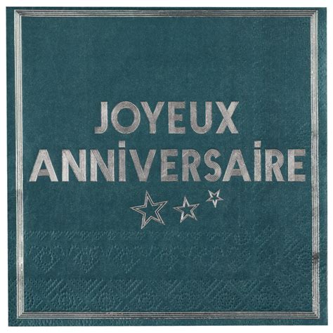 Serviettes Joyeux Anniversaire Bleu Canard Espace Fete