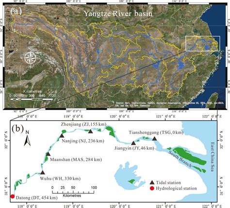 Sketch map of the Yangtze River basin (a) and the Yangtze River estuary ...