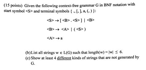 Solved Points Given The Following Context Free Grammar Chegg