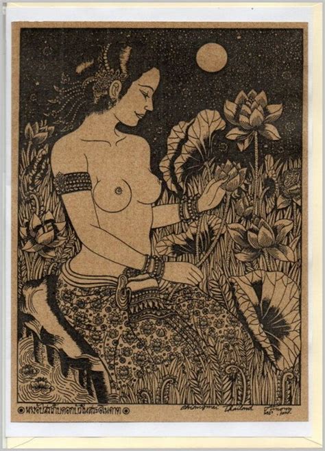 Thai Traditional Art Of Apsara By Printing On Sepia Paper Cards Etsy