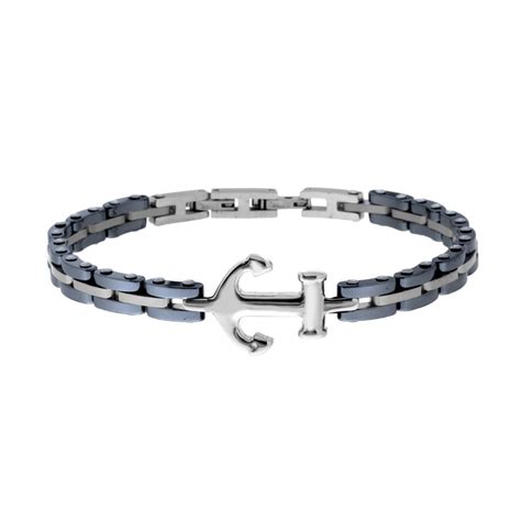 Bracciale Catena Imperniata Con Ceramica Canna Da Fucile E Ancora In