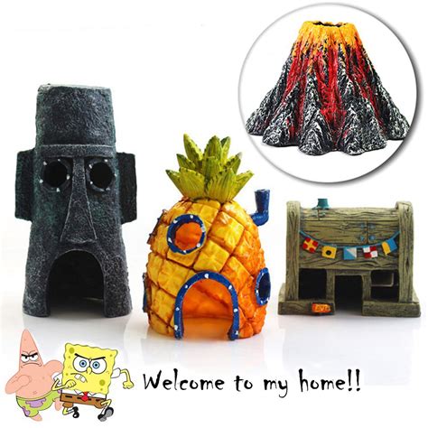 Resin Fish Tank SpongeBob Aquarium Decoration Pineapple House Cartoon ...