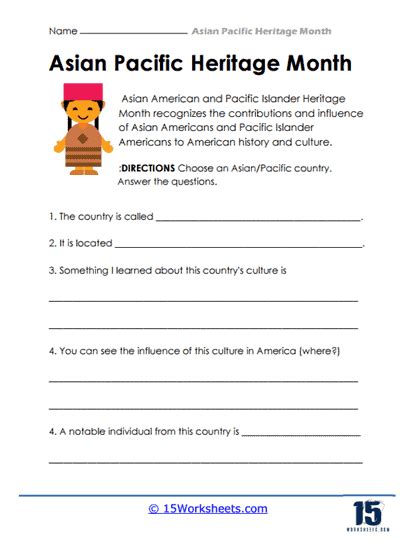 Asian Pacific Heritage Month Worksheets 15