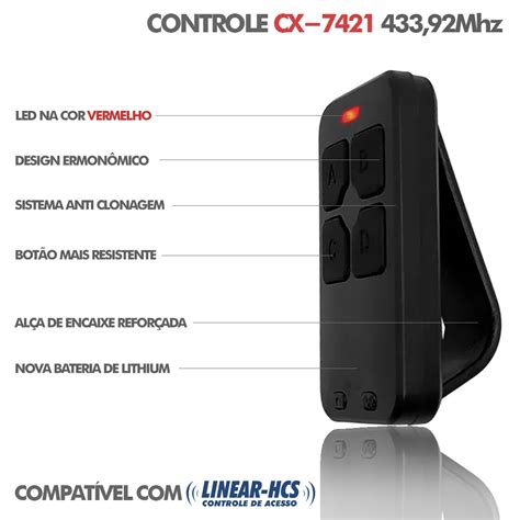 Controle Remoto Citrox Dual Gate 4b 433 92Mhz Linear Cx 7421 PHD