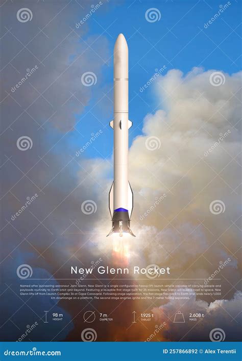 New Glenn Rocket 3d Illustration Poster Stock Illustration