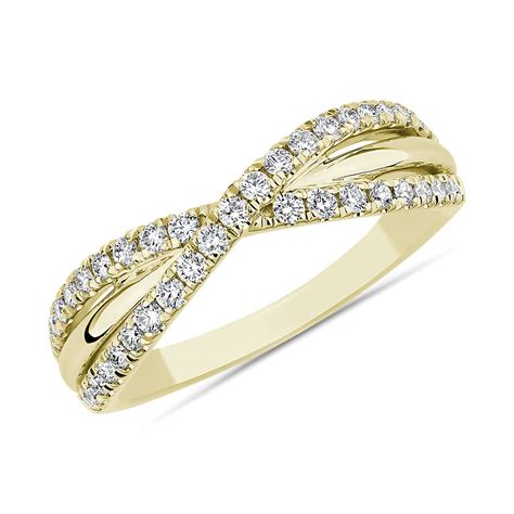 Diamond Infinity Fashion Ring In 14k Yellow Gold 13 Ct Tw Blue