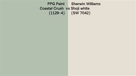 PPG Paint Coastal Crush 1129 4 Vs Sherwin Williams Shoji White SW