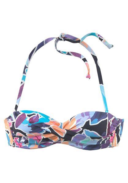 Sunseeker Bügel Bandeau Bikini Top Tahiti marine bedruckt Cup C