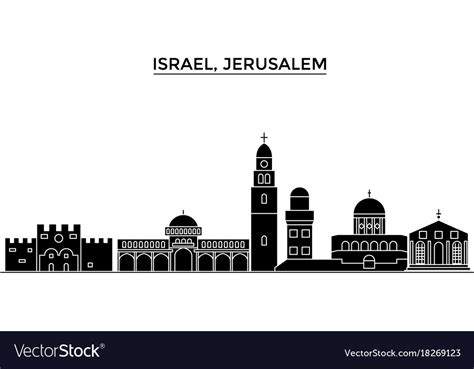 Israel Jerusalem Architecture City Skyline Vector Image