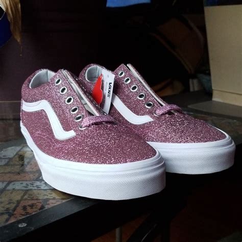 Vans Shoes Pink Glitter Vans Color Whitepink Size 75 Glitter Vans Pink Glitter Vans